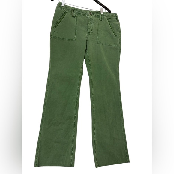 Pilcro (Anthropologie) size 31 EUC “distressed frat bootcut/wide Olive Trousers - Picture 1 of 13